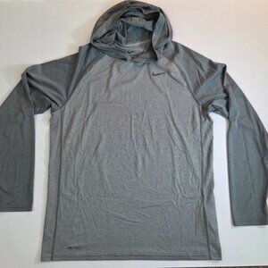 Nike Dri-Fit Long Sleeve Hooded Performance Top, Lightweight, Men's LG, Gray